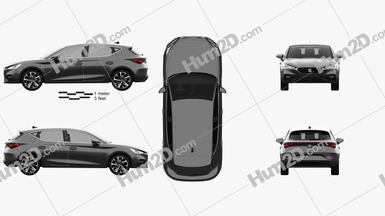 Seat Leon FR eHybrid de 5 portas hatchback 2020 car clipart