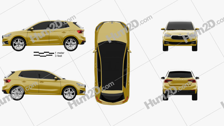 Skoda Fabia hatchback 2022 car clipart