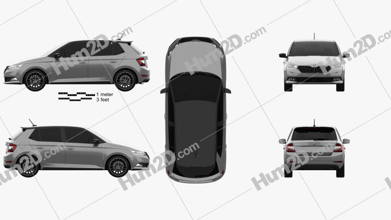 Skoda Fabia Monte Carlo hatchback 2018 car clipart
