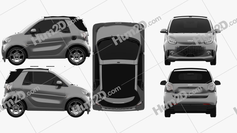 Smart ForTwo EQ Pulse Cabriolet 2020 car clipart
