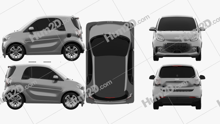 Smart ForTwo EQ Prime coupe 2020 car clipart