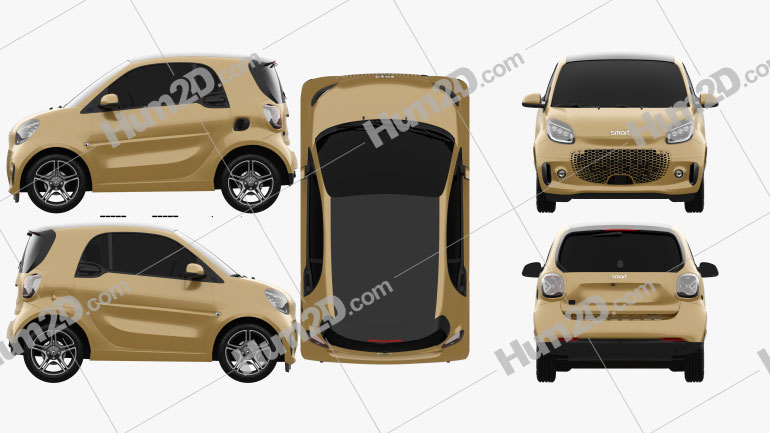 Smart ForTwo EQ Pulse coupe 2020 car clipart