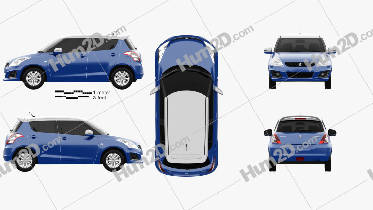 Suzuki Swift SZ-L hatchback 5-door 2014 car clipart
