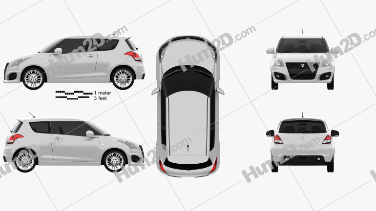 Suzuki Swift Sport hatchback 3-door 2014 car clipart