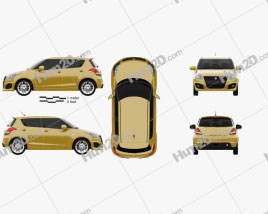Suzuki Swift Sport hatchback 5-door 2014 car clipart