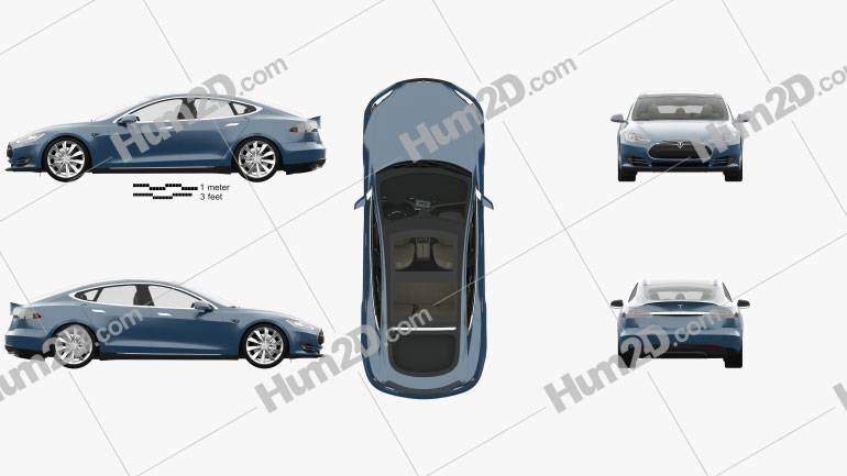 Tesla Model S with HQ interior 2014 Clipart Image