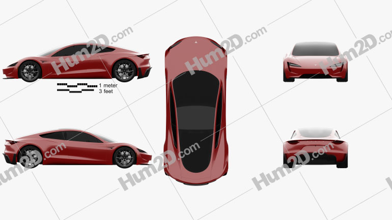 Tesla Roadster 2020 car clipart