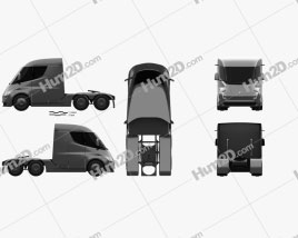 Tesla Semi Day Cab Tractor Truck 2018 clipart