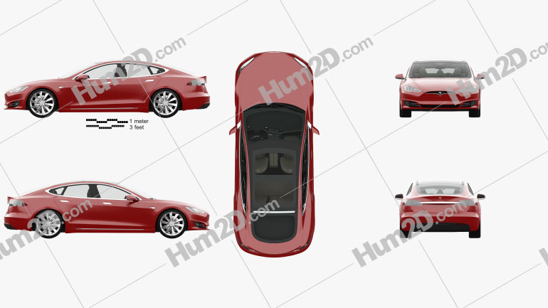 Tesla Model S P90D with HQ interior 2016 Clipart Image