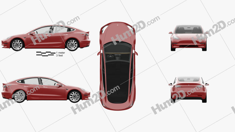 Tesla Model 3 with HQ interior 2018 car clipart