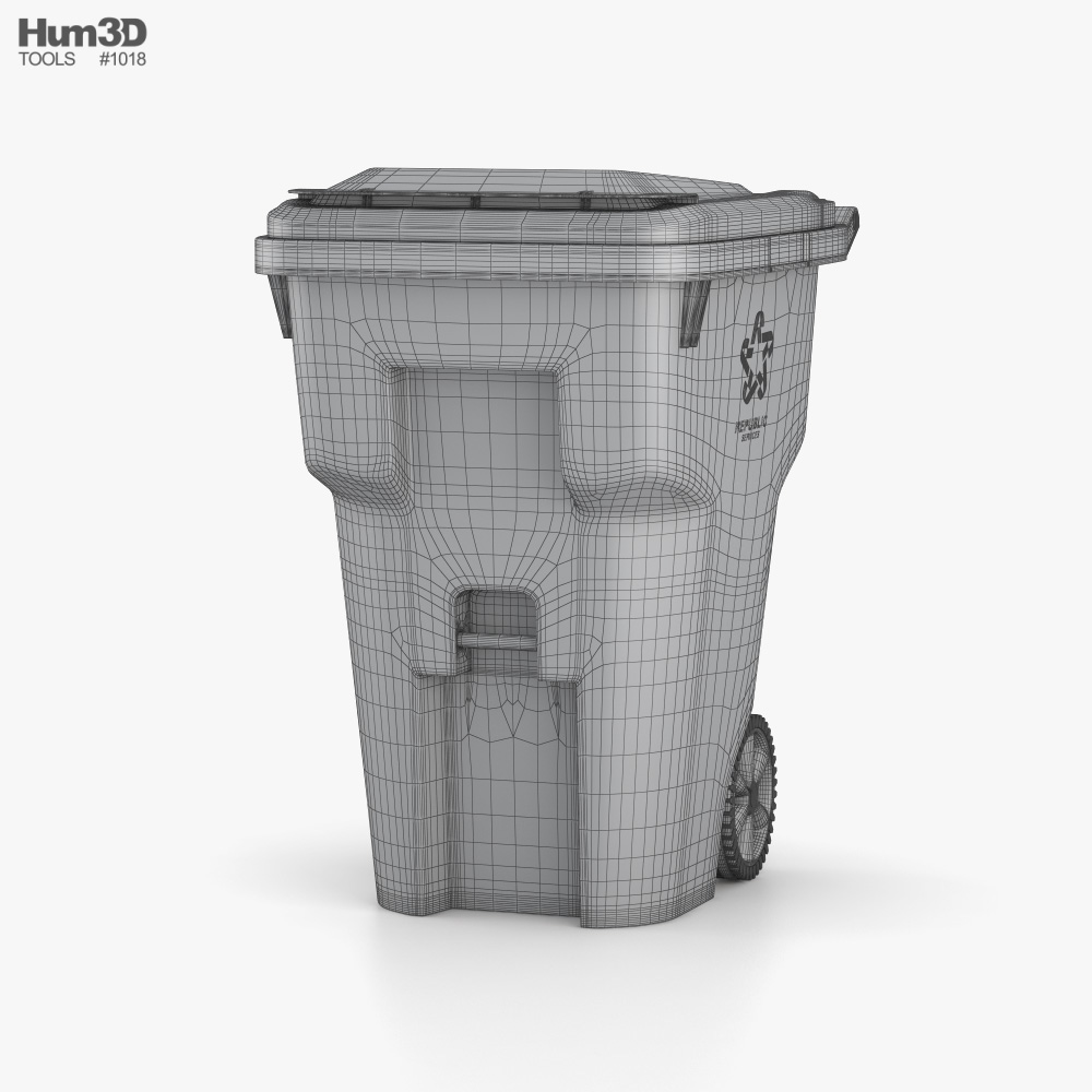 95 Gallon Wheeled Trash Can 3D model