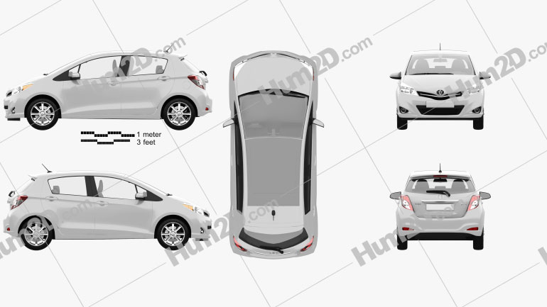 Toyota Yaris (Vitz) 5door 2012 car clipart