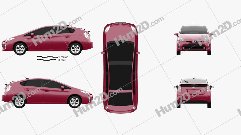 Toyota Prius (XW30) 2012 Clipart Image