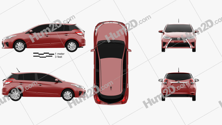 Toyota Yaris de 5 portas hatchback 2014 car clipart