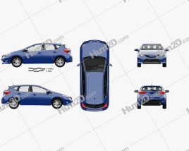 Toyota Auris hatchback 5-door with HQ interior 2013 car clipart