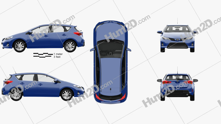 Toyota Auris hatchback 5-door with HQ interior 2013 car clipart
