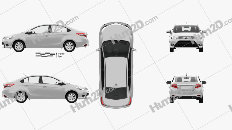 Toyota Yaris sedan with HQ interior 2014 car clipart