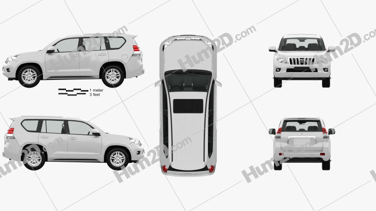Toyota Land Cruiser Prado (J150) 5-door with HQ interior 2010 car clipart