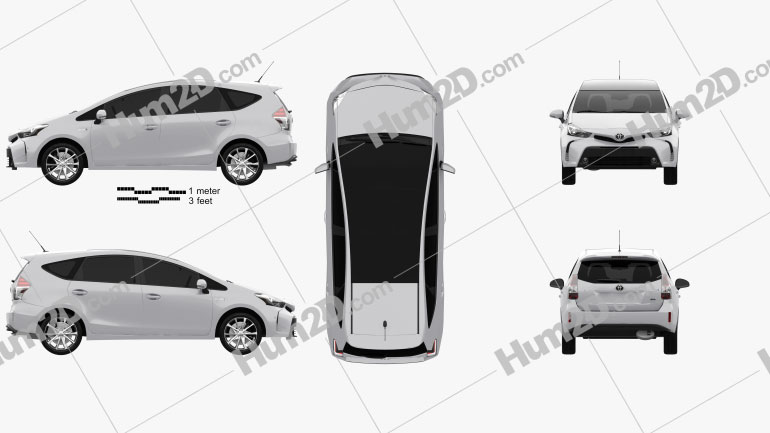 Toyota Prius Plus 2015 Clipart Image