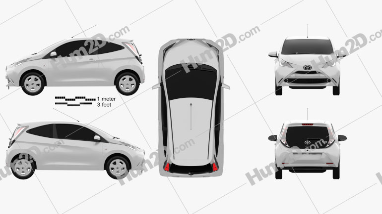 Toyota Aygo 3-door 2014 car clipart