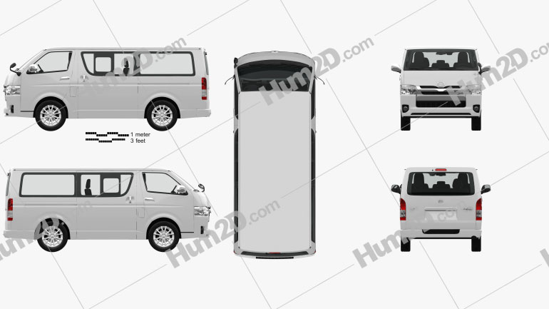 Toyota Hiace LWB Combi with HQ interior 2013 clipart