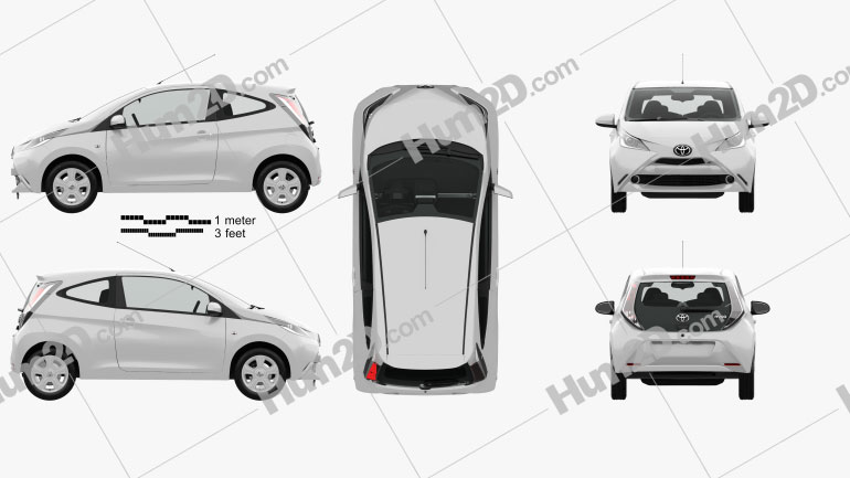 Toyota Aygo x-clusiv 3-door with HQ interior 2014 car clipart