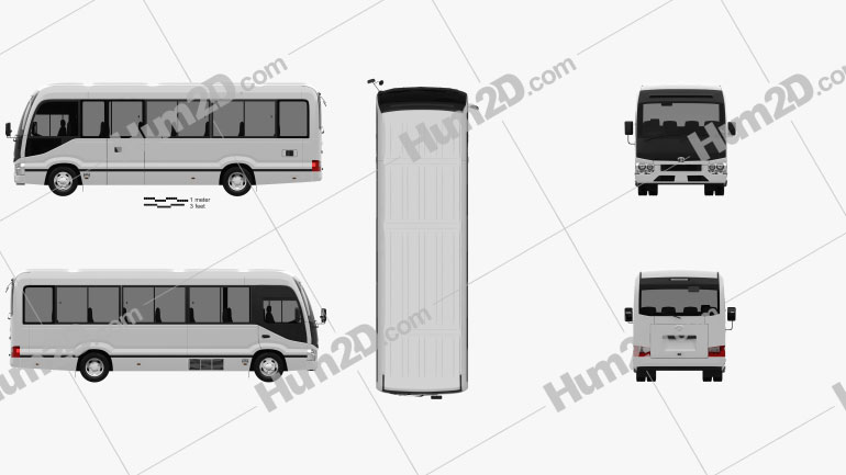 Toyota Coaster Deluxe Bus 2016 Blueprint