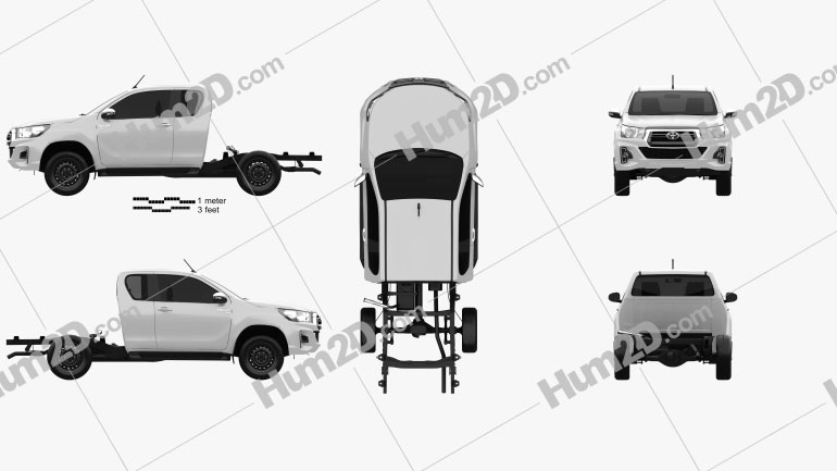 Download Toyota Hilux Extra Cab Chassis SR 2019 Clipart - Download Vehicles Clipart Images and Blueprints ...