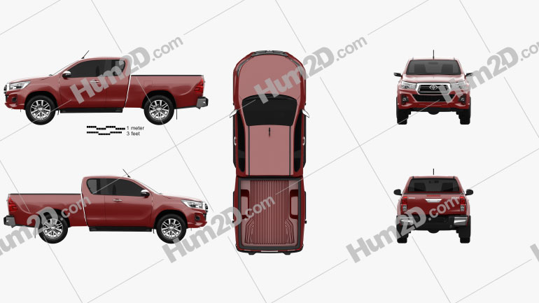 Toyota Hilux Cabina extra Raider 2019 car clipart