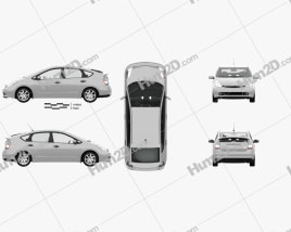 Toyota Prius with HQ interior and engine 2003 car clipart