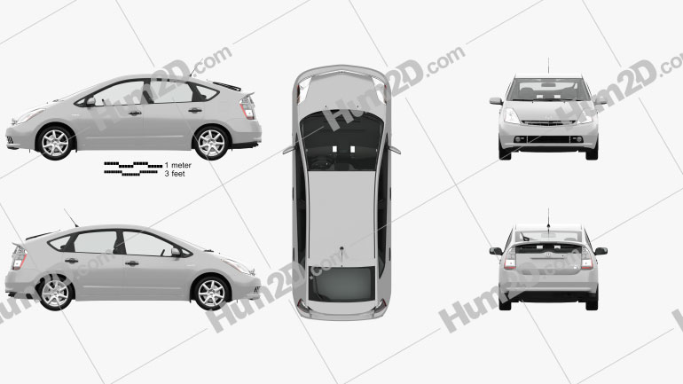 Toyota Prius mit HD Innenraum und Motor 2003 car clipart