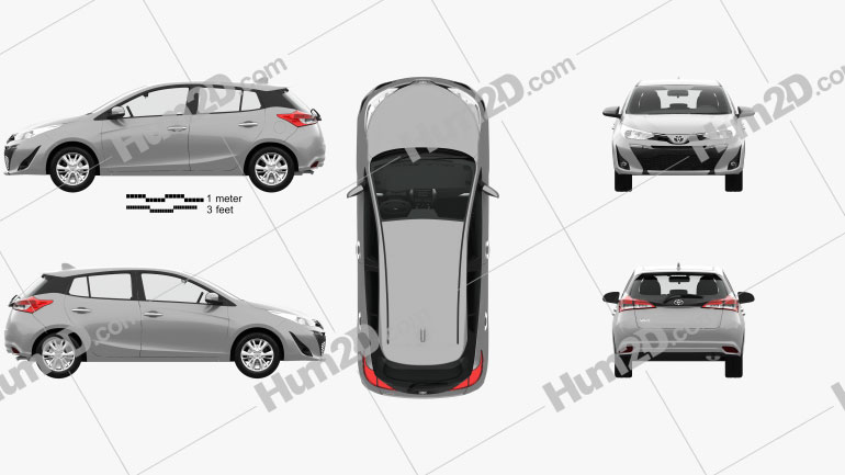Toyota Yaris hatchback with HQ interior 2018 car clipart