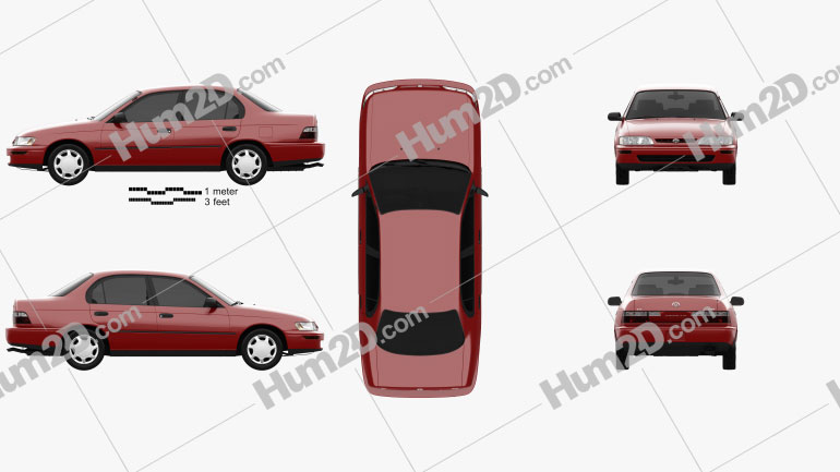 Toyota Corolla sedan 1995 Clipart and Blueprint - Download Vehicles Toyota Corolla sedan 1995 Clipart and Blueprint - Download Vehicles