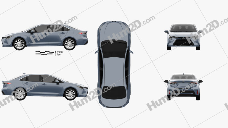 Toyota Corolla XLE US-spec sedan 2019 Blueprint