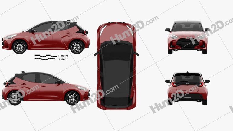 Toyota Yaris hybrid 2020 car clipart