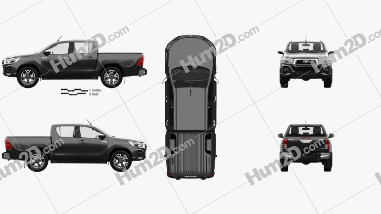 Toyota Hilux Double Cab L-edition with HQ interior 2019 car clipart