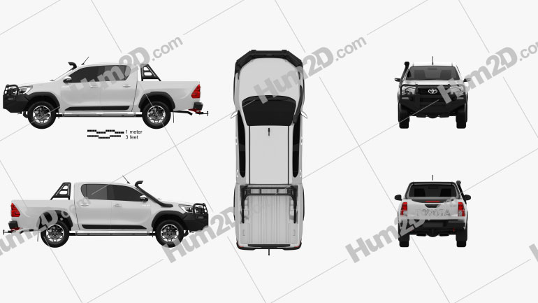 Toyota Hilux Double Cab Rugged 2020 Clipart And Blueprint Download Vehicles Clip Art Images In Png Psd