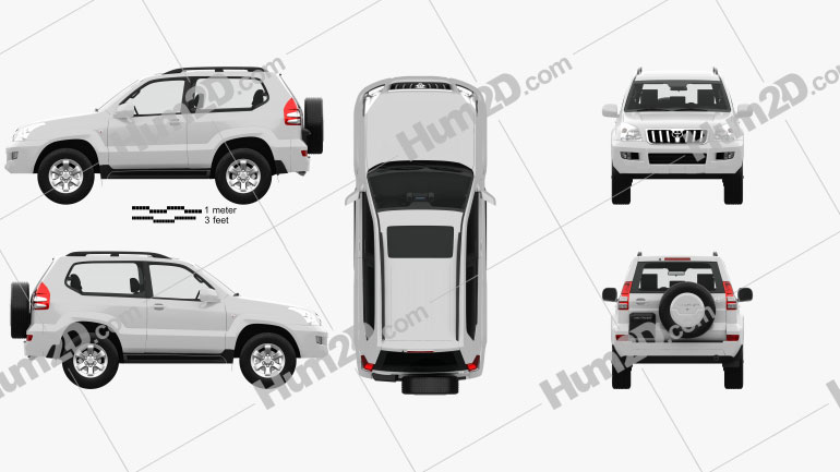 Toyota Land Cruiser Prado 3-door with HQ interior 2009 car clipart