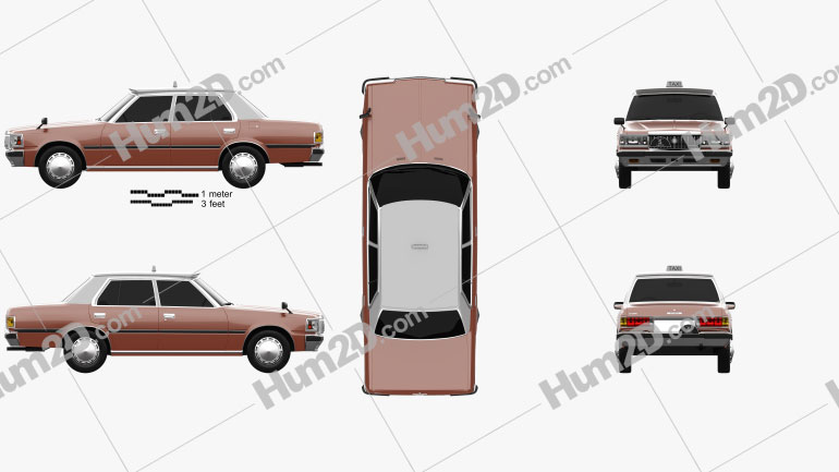 Toyota Crown Taxi 1982 car clipart