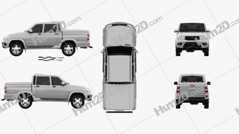 UAZ Patriot (23632) Pickup 2014 Blueprint