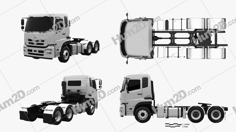 UD Trucks Quon GW Tractor Truck 2010 Blueprint