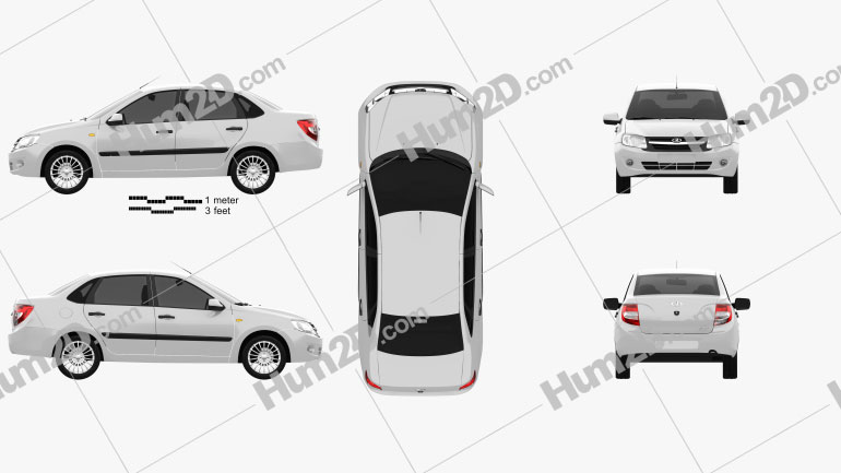 Lada Granta sedan 2012 car clipart
