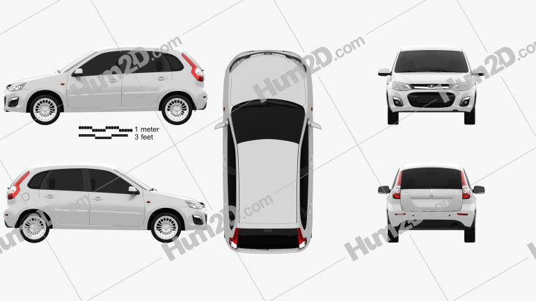 Lada Kalina 2 hatchback 2013 car clipart