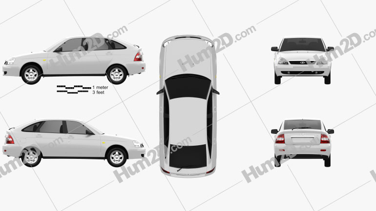 Lada Priora 2172 hatchback 2012 car clipart