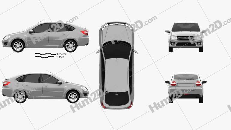 Lada Granta liftback 2014 car clipart