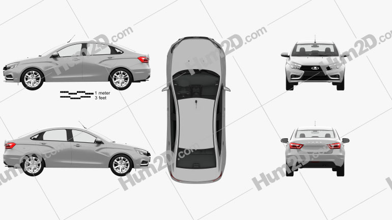 VAZ Lada Vesta with HQ interior 2015 car clipart