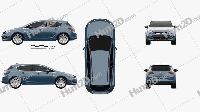 Vauxhall Astra de 5 portas hatchback 2012 car clipart