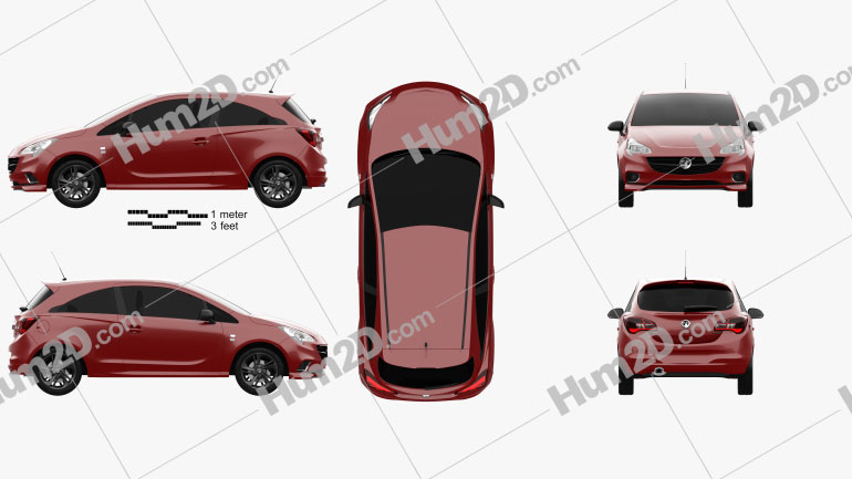 Vauxhall Corsa (E) 3-door 2014 Clipart Image