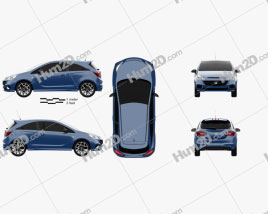 Vauxhall Corsa (E) VXR 3-door hatchback 2015 car clipart