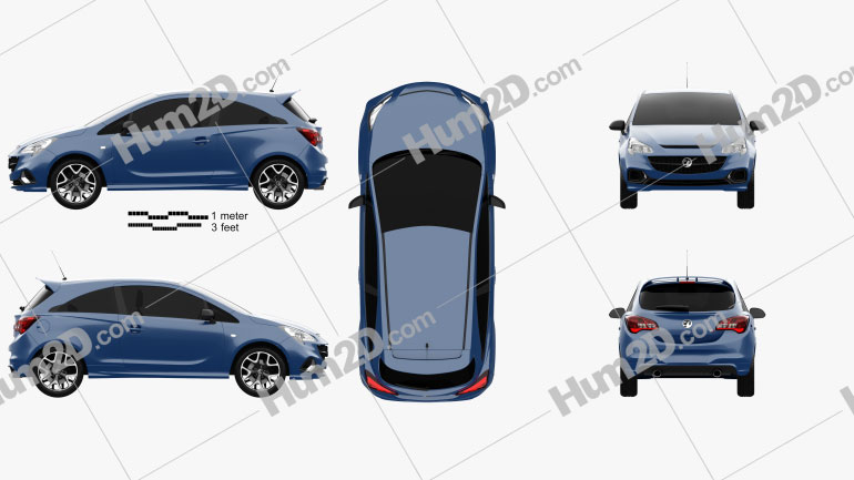 Vauxhall Corsa (E) VXR de 3 portas hatchback 2015 car clipart